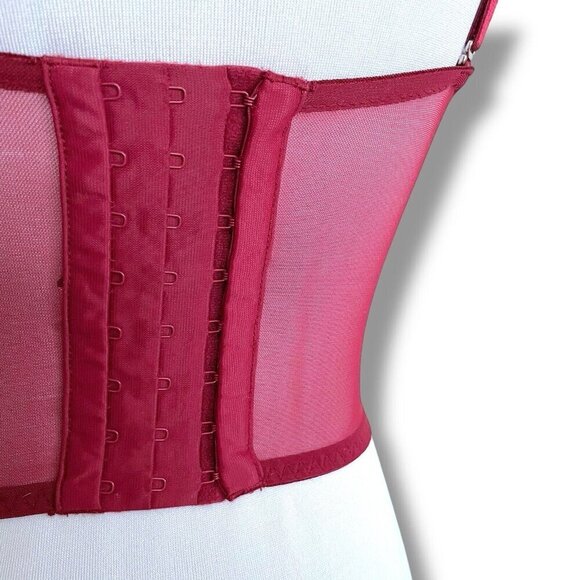 Victorias Secret Dream Angels 32C Bra Burgundy Red Lace Lined Strapless Longline - Picture 7 of 8